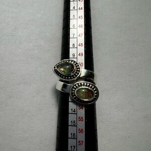 Double Opal Silver Ring